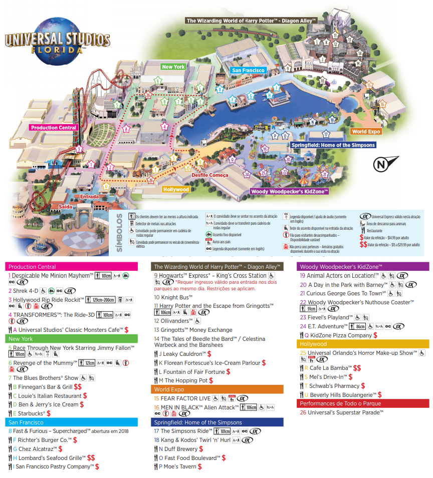 Mapa da Universal Studios